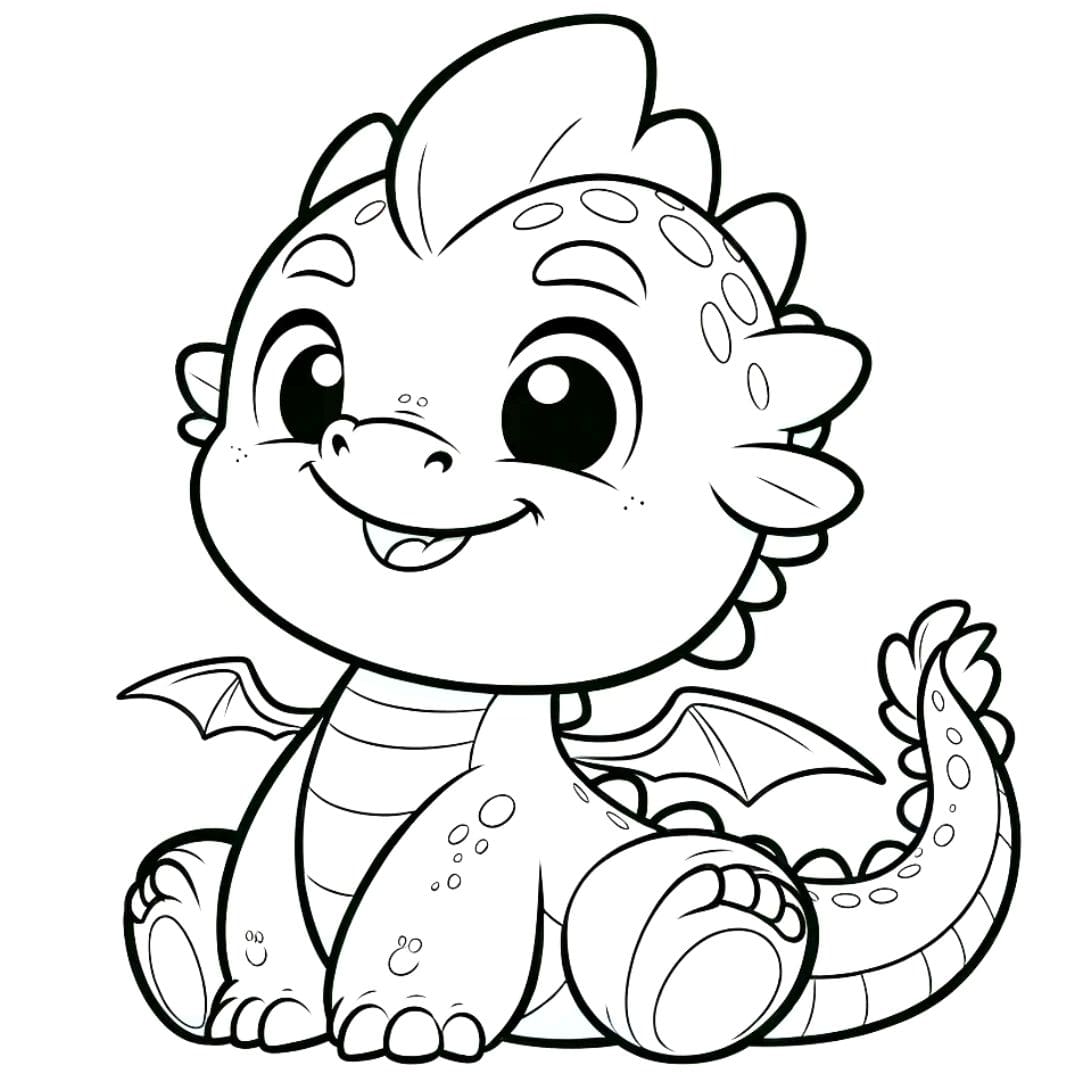 Dessin à colorier de dragon amical pour enfants