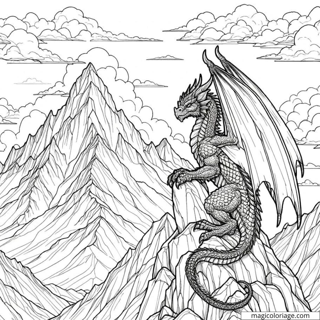 Dragon des montagnes à colorier.