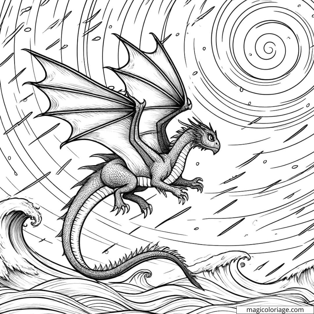 Dragon des orages à colorier.