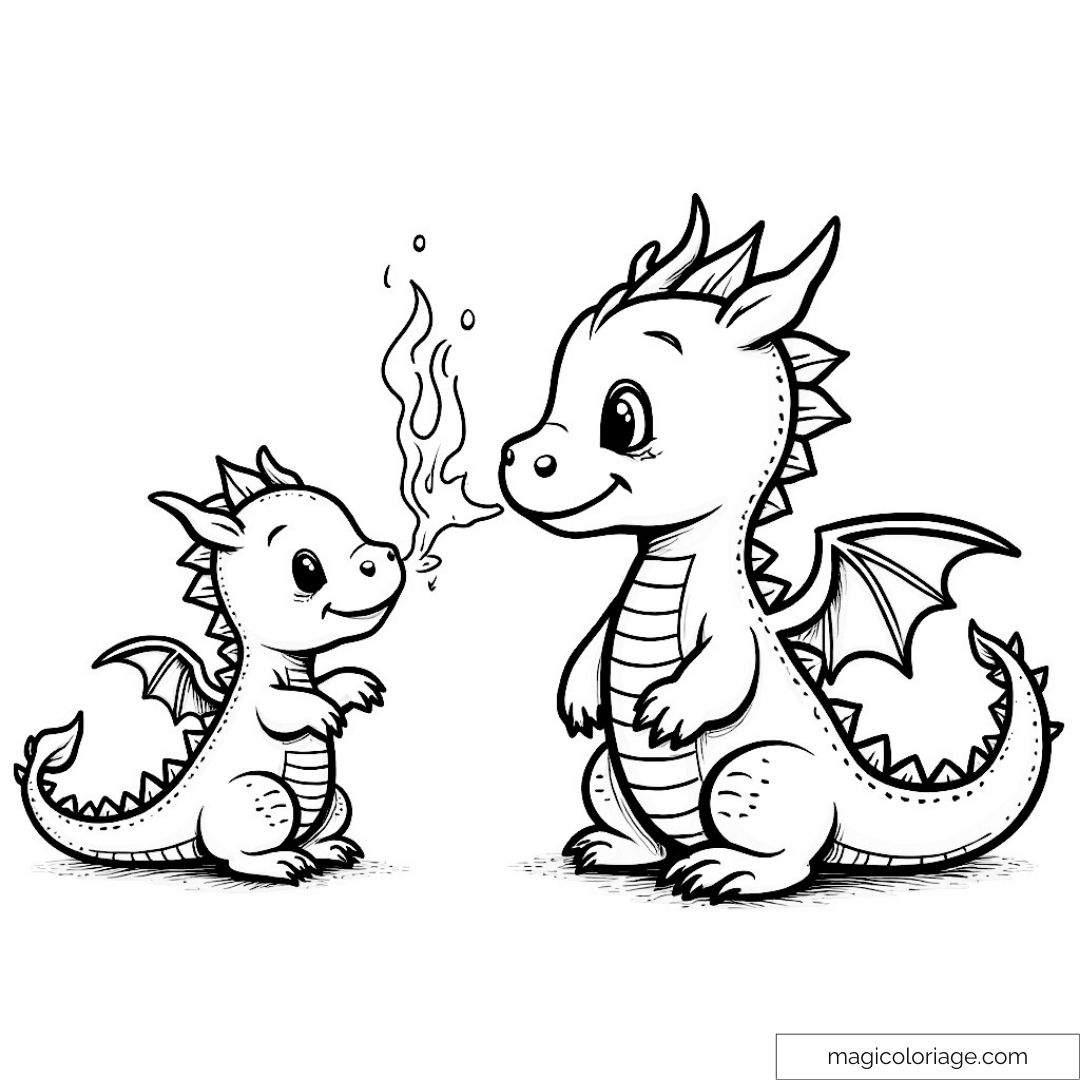 Dragons mignons soufflant des flammes