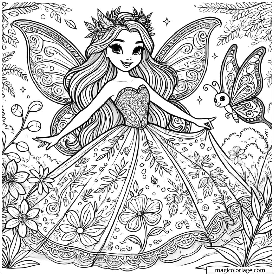 Coloriage fée de la forêt enchantée