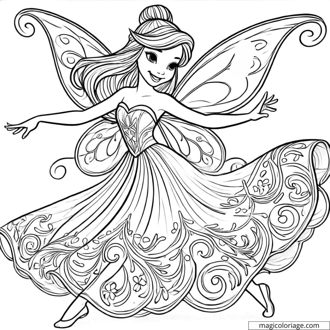 Coloriage fée qui danse