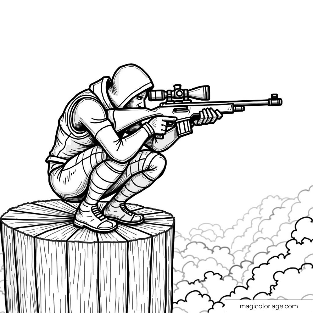 Dessin d'un sniper en hoodie