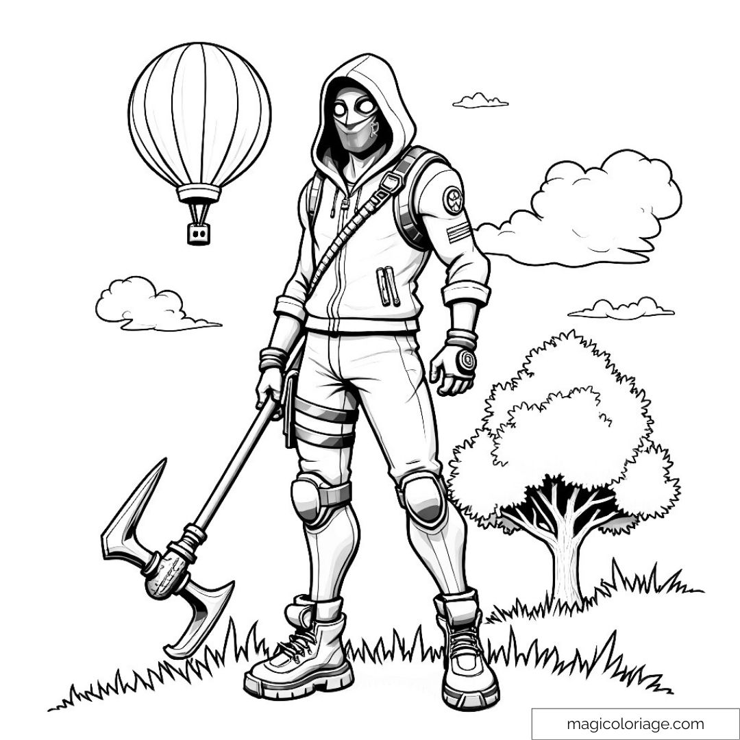 Héros en tenue de combat avec hache