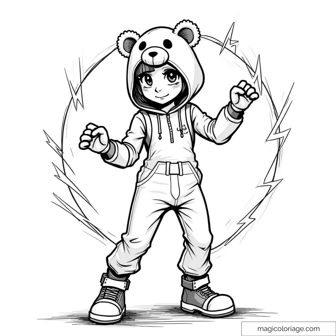 Coloriage manga capuche ours