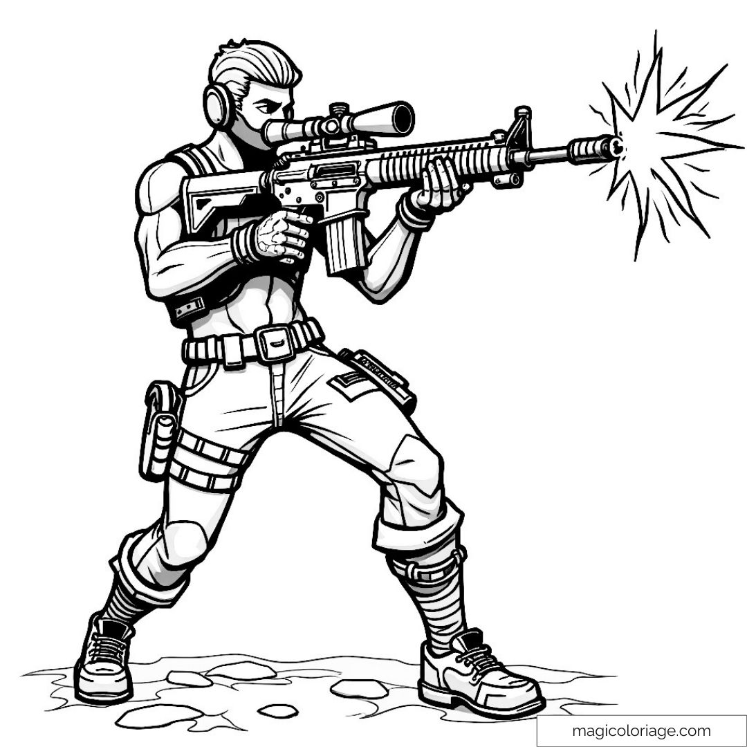 Soldat en action avec fusil