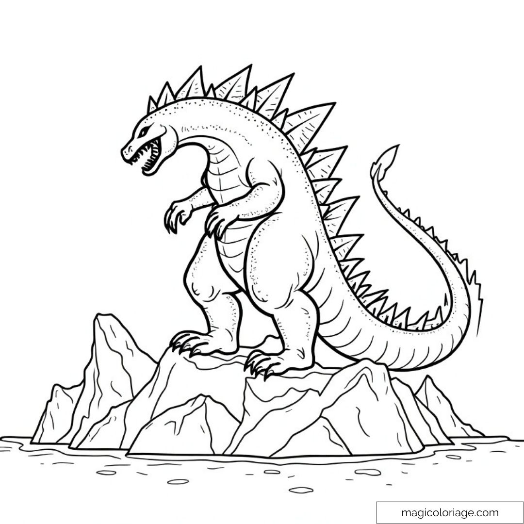 Godzilla sur des montagnes rocheuses