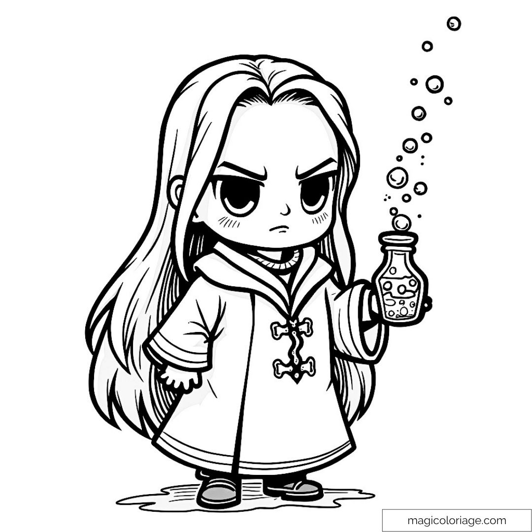 Dessin de Severus Rogue chibi tenant une potion à bulles