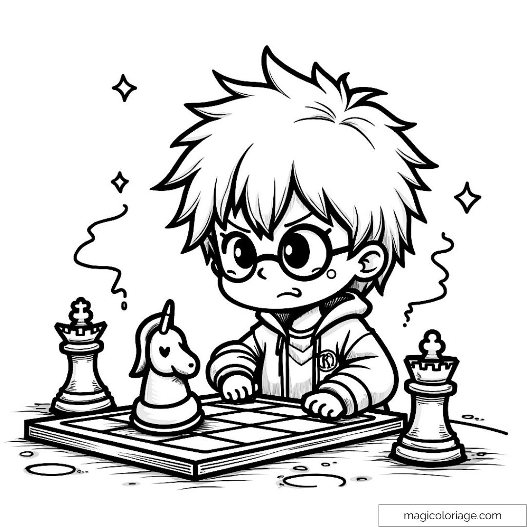 Coloriage de Harry Potter concentré