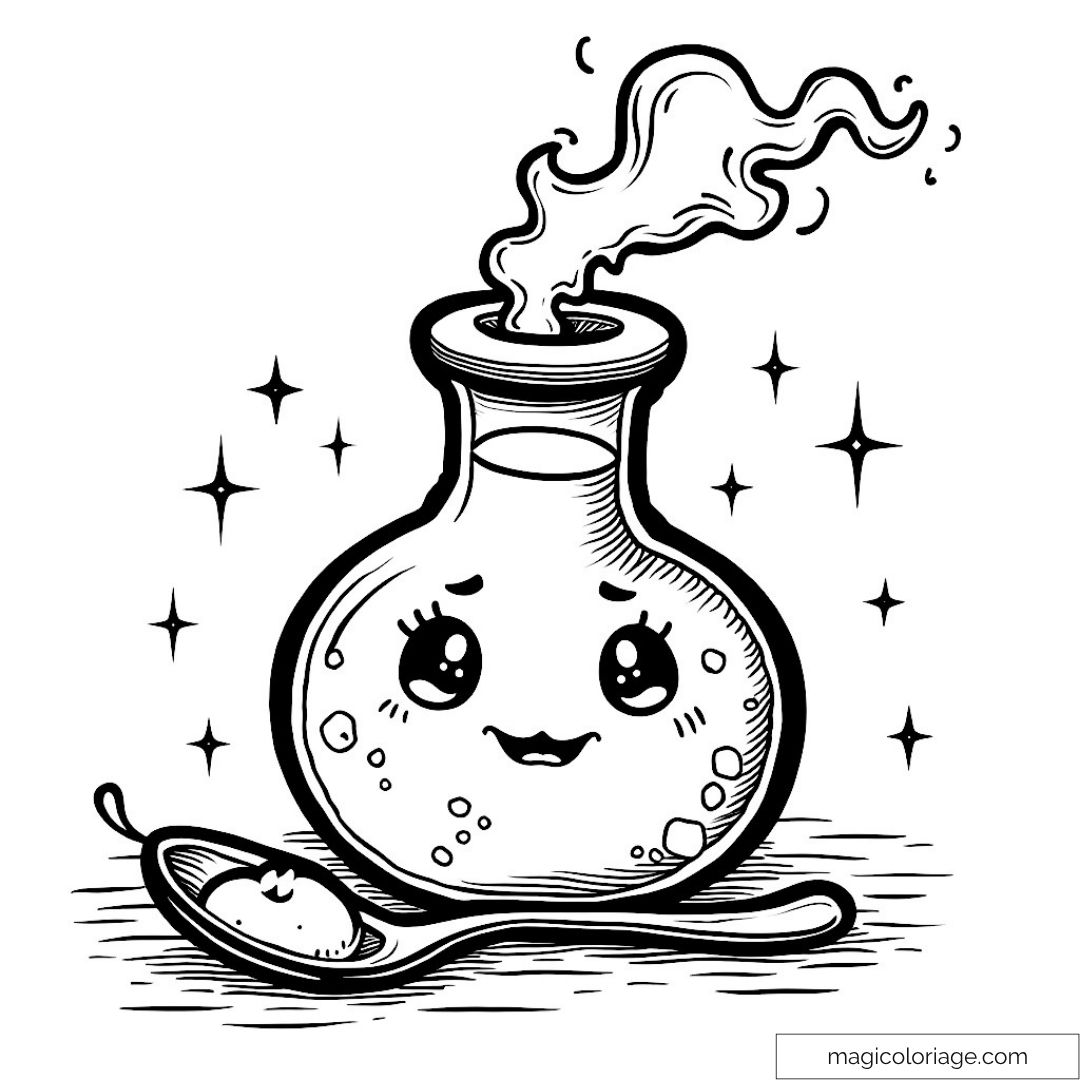 Dessin de potion magique mignonne avec étoiles