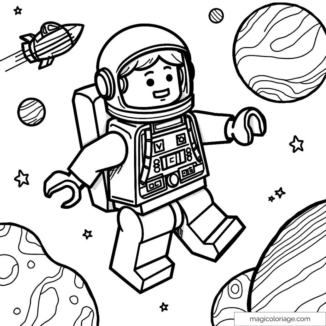 Astronaute LEGO explorant l'espace