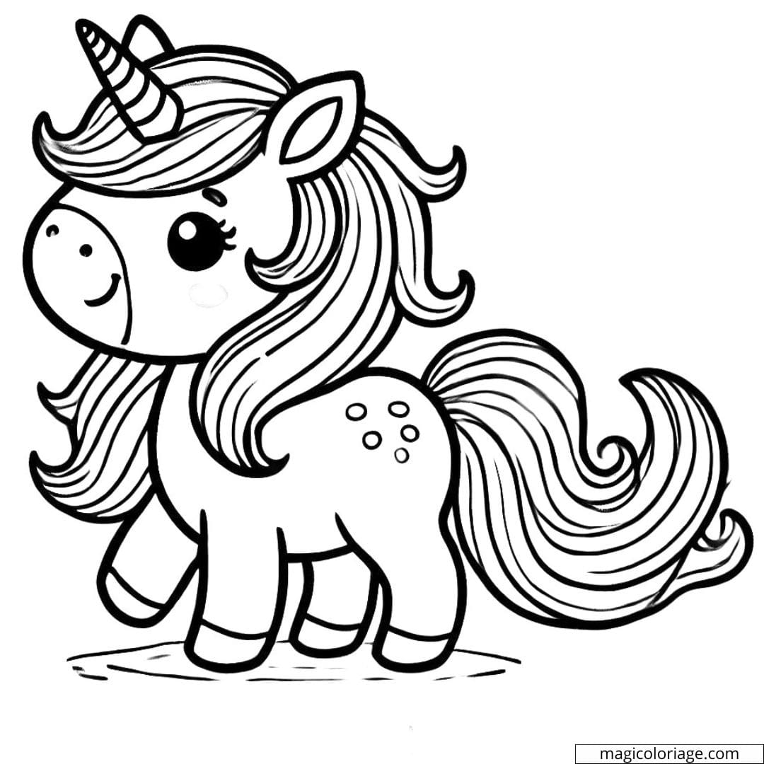 Coloriage licorne arc-en-ciel pour maternelle, dessin licorne à imprimer, coloriage pour enfant
