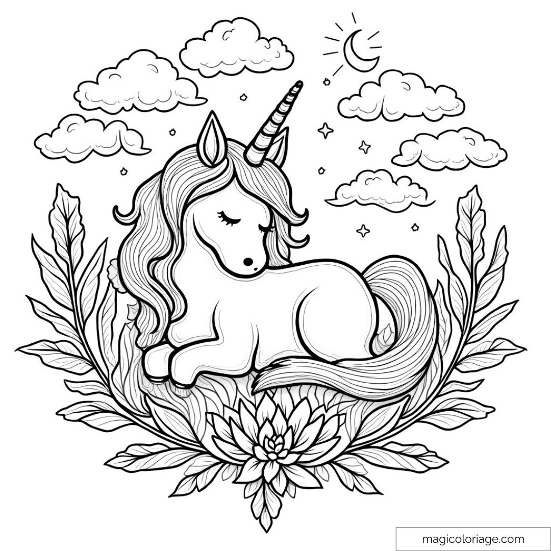 Licorne entourée de fleurs