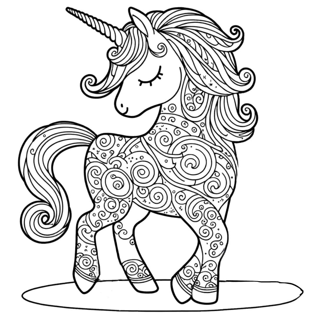 Dessin à colorier de licorne magique pour enfants