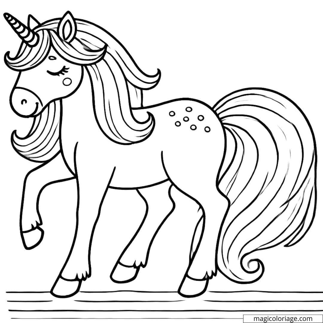 Coloriage licorne simple pour enfants, dessin licorne à imprimer, coloriage pour enfant