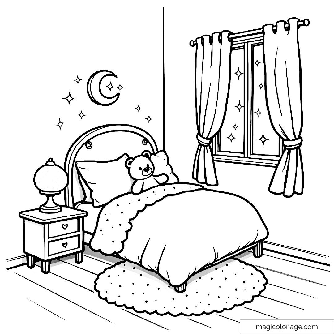 Dessin chambre enfant avec lit