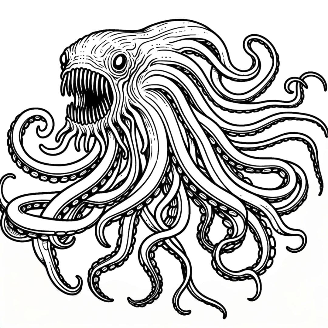 Dessin à colorier de Kraken pour enfants