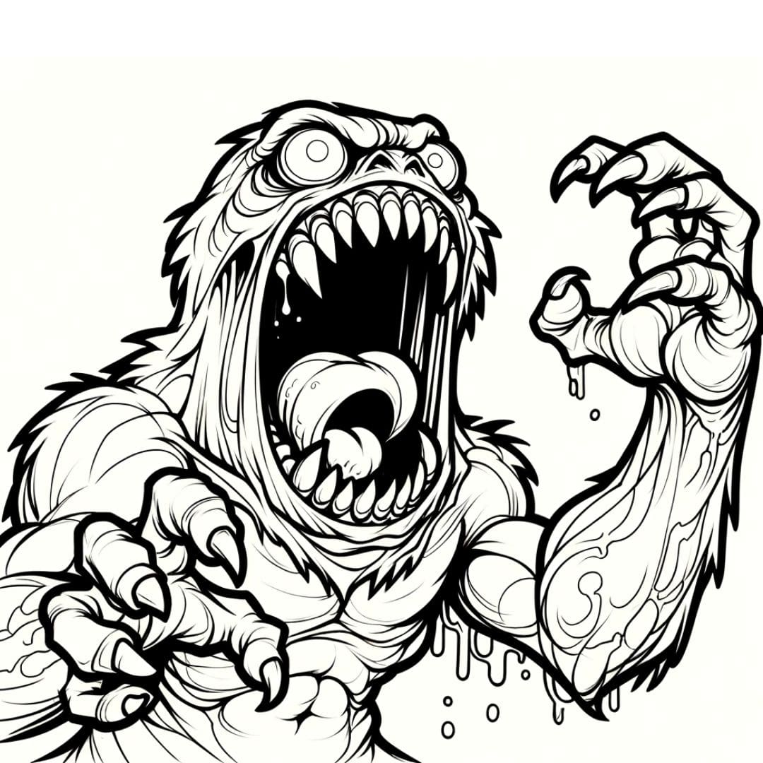 Dessin à colorier de monstre rugissant pour enfants