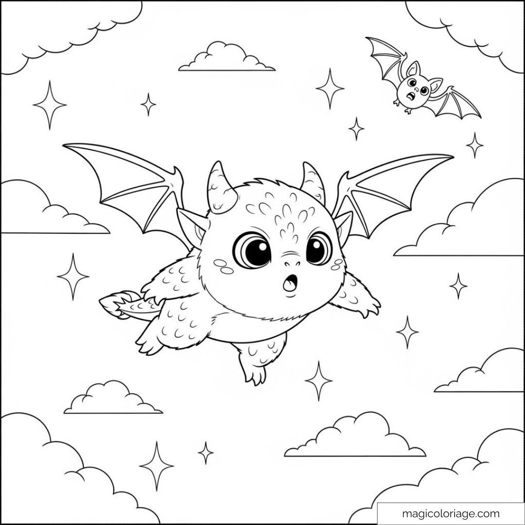 Dessin de créature volante mignonne avec ailes
