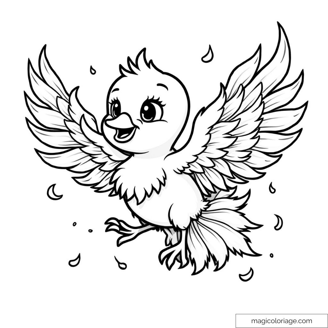 Phénix mignon avec ailes déployées
