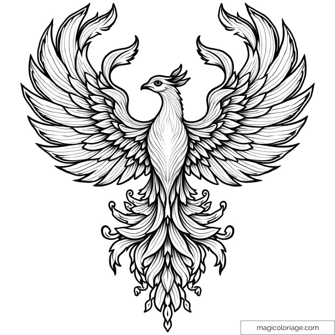 Phénix majestueux avec ailes déployées
