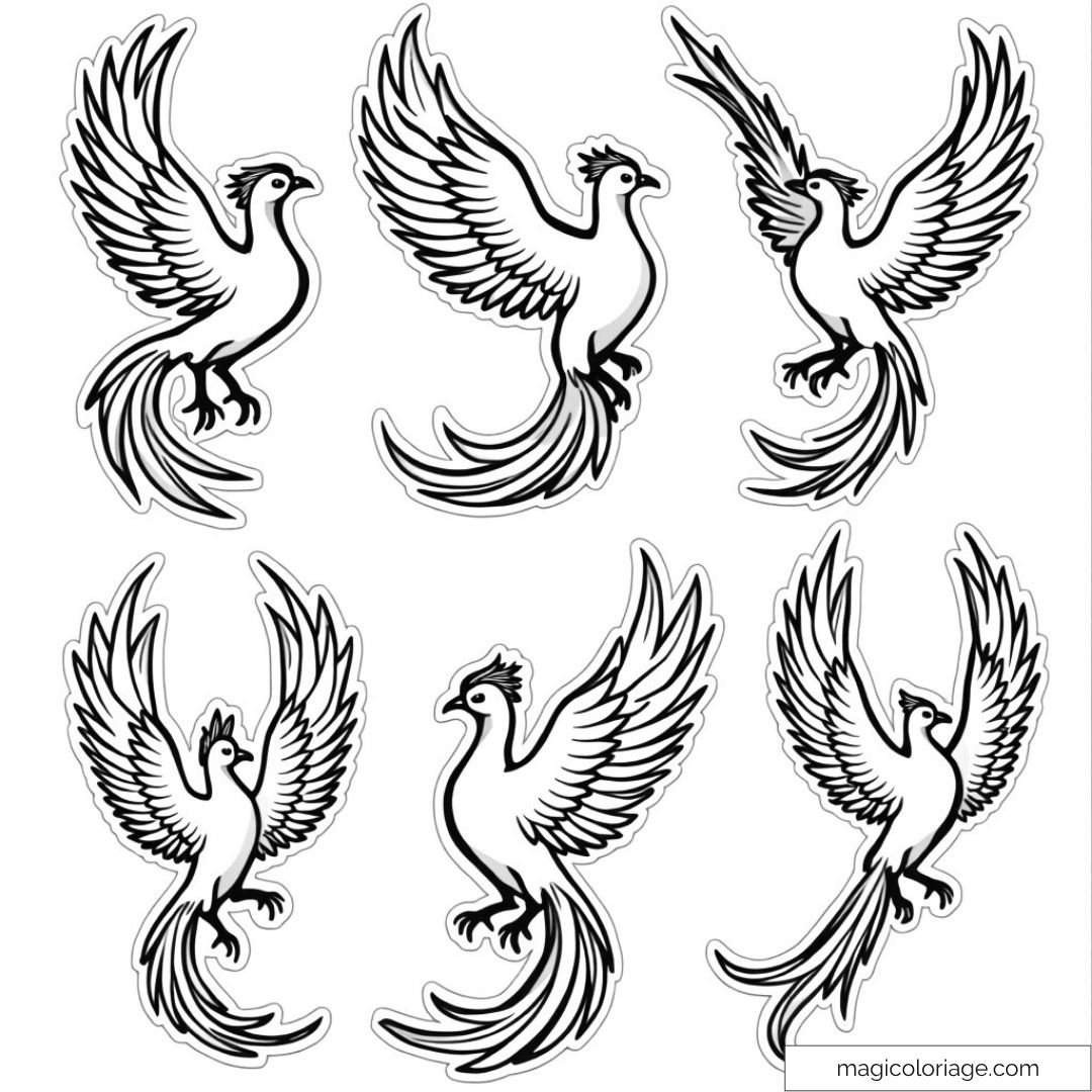 Image de plusieurs phénix en vol