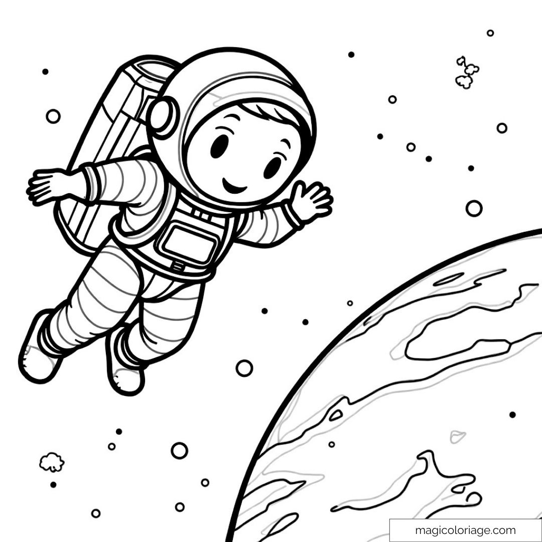 Astronaute flottant dans l'espace proche d'une planète