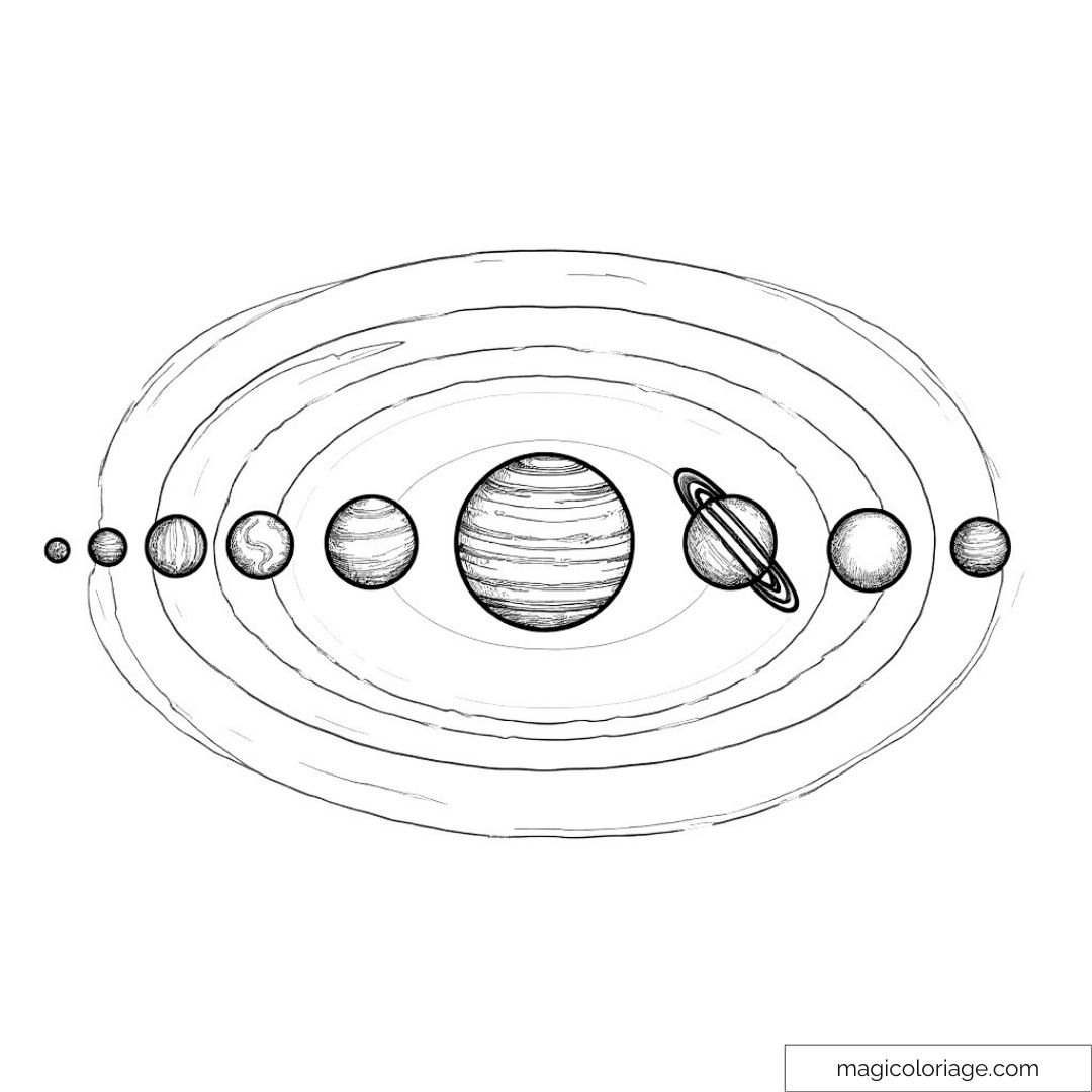 Illustration du système solaire avec planètes alignées