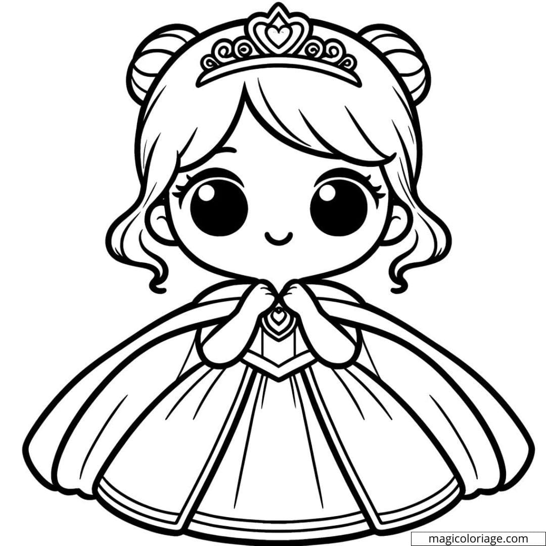 Coloriage de princesse avec une cape.