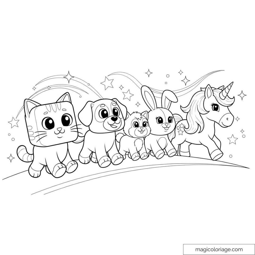 Animaux mignons et arc-en-ciel