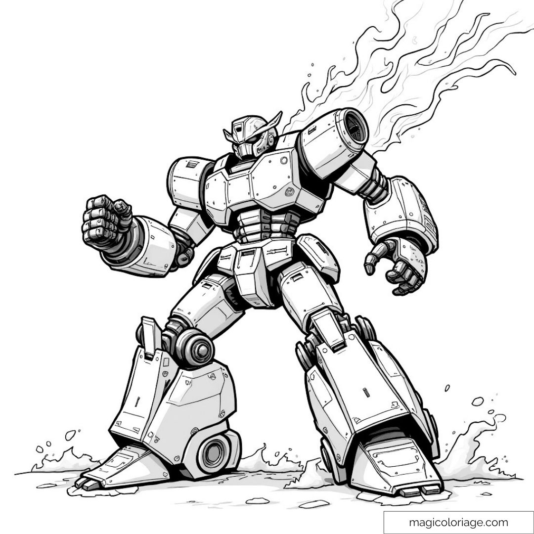 Dessin de robot géant prêt au combat