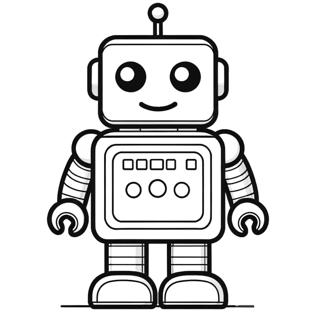 Dessin à colorier d'un petit robot amical
