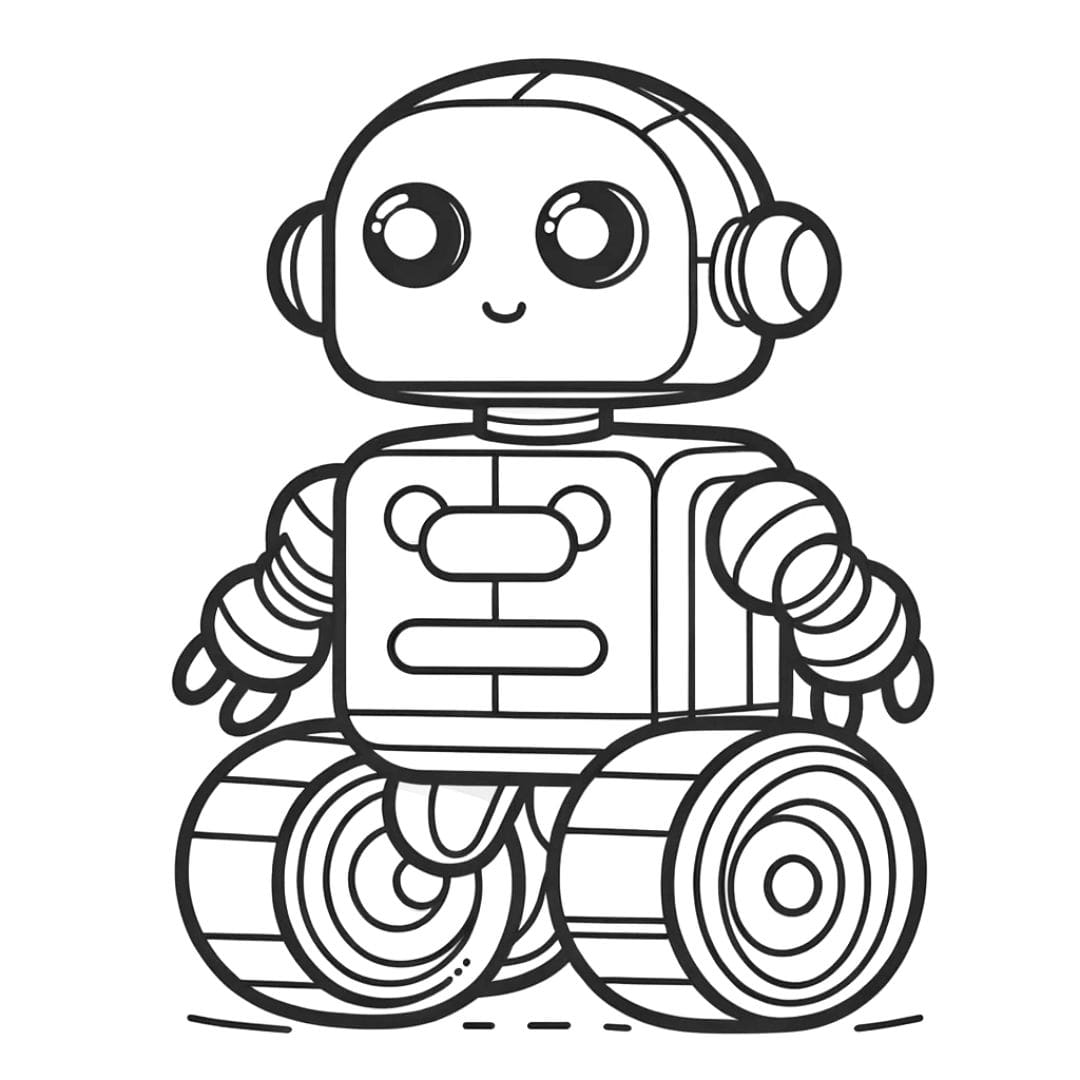 Dessin à colorier d'un robot à roues
