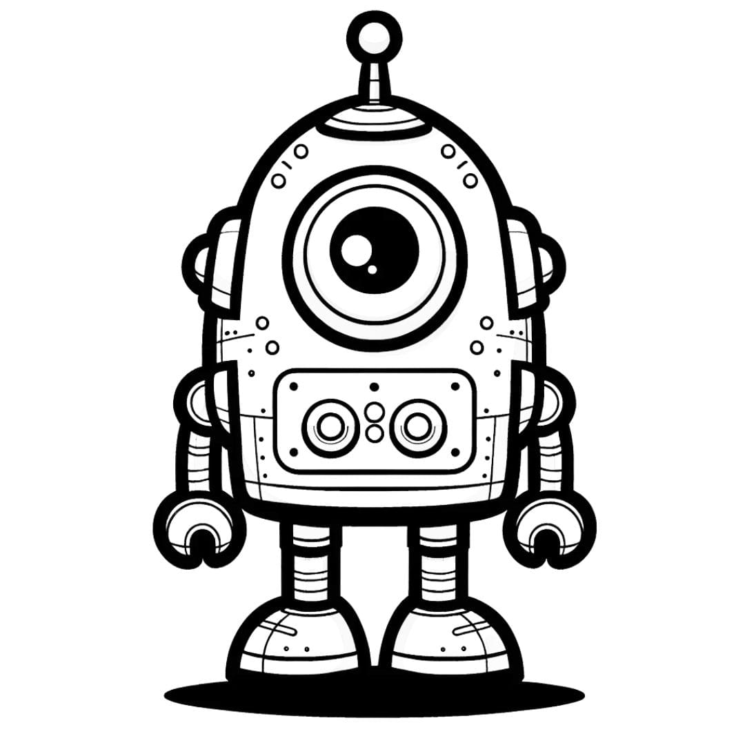 Dessin à colorier d'un robot à un œil