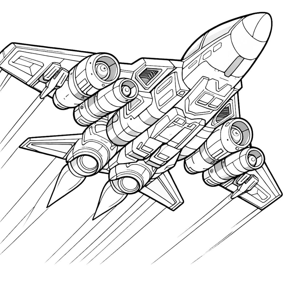 Dessin à colorier d'un robot de combat volant