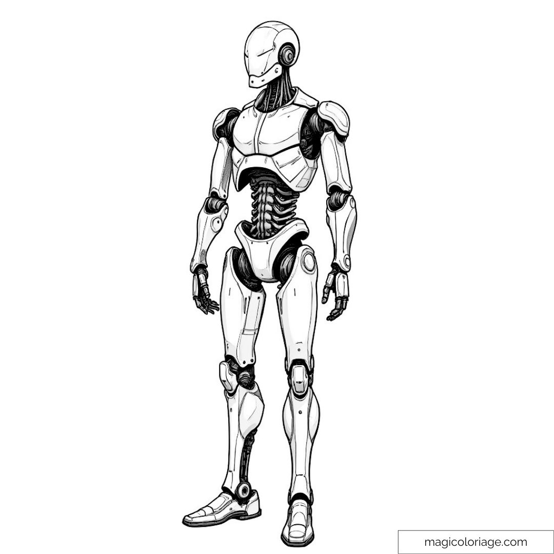 Dessin de robot futuriste complexe