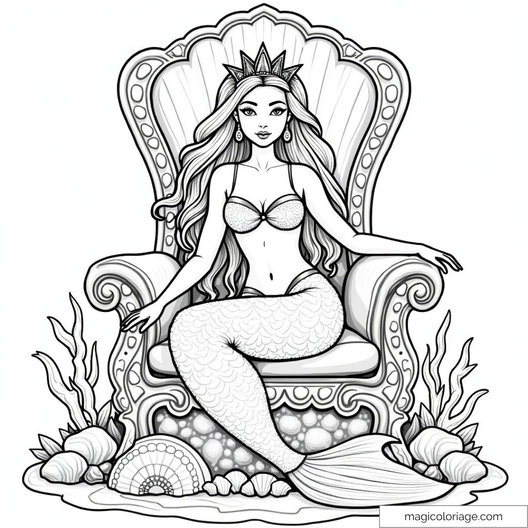 Sirène assise sur un trône