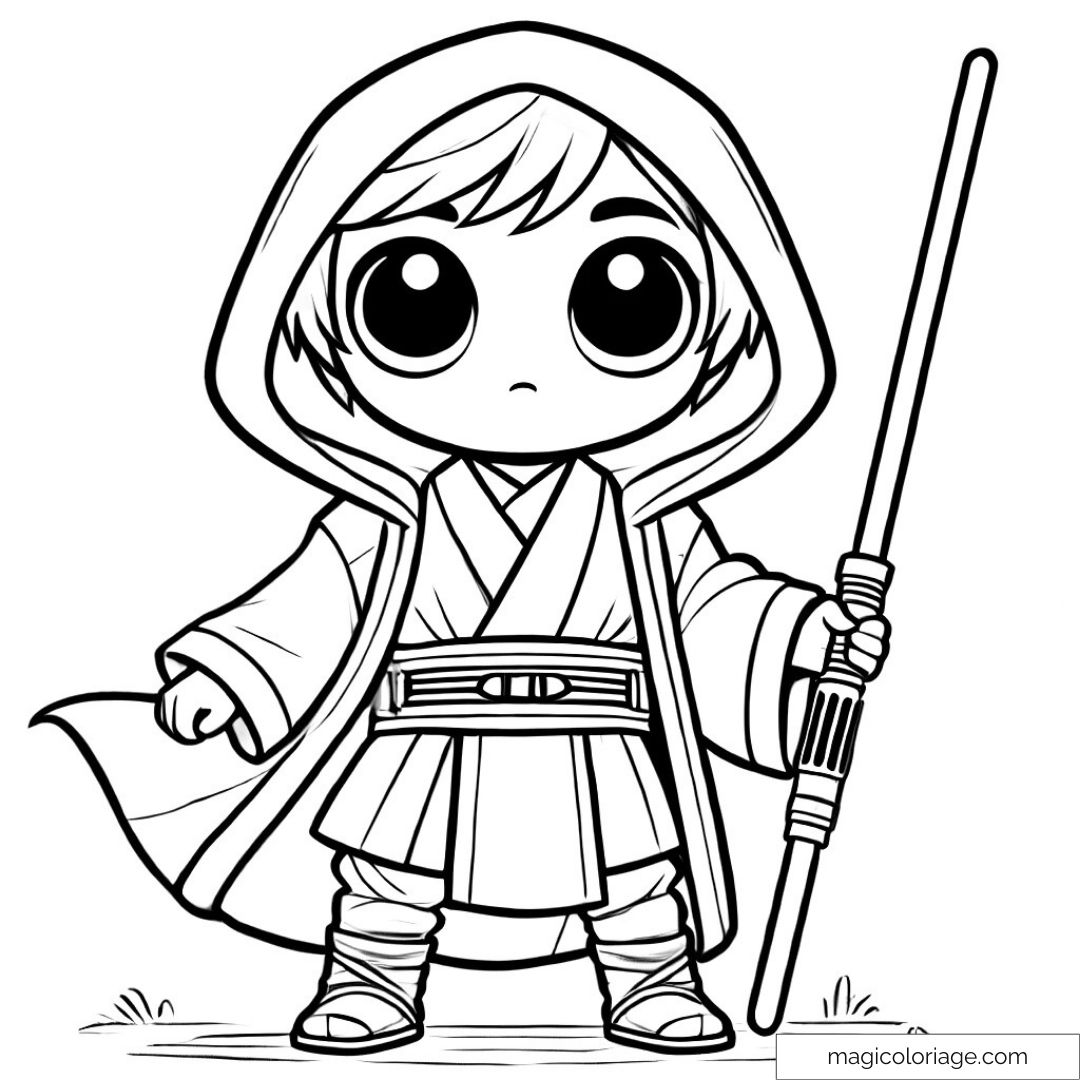 Image d'un Jedi style chibi avec sabre laser