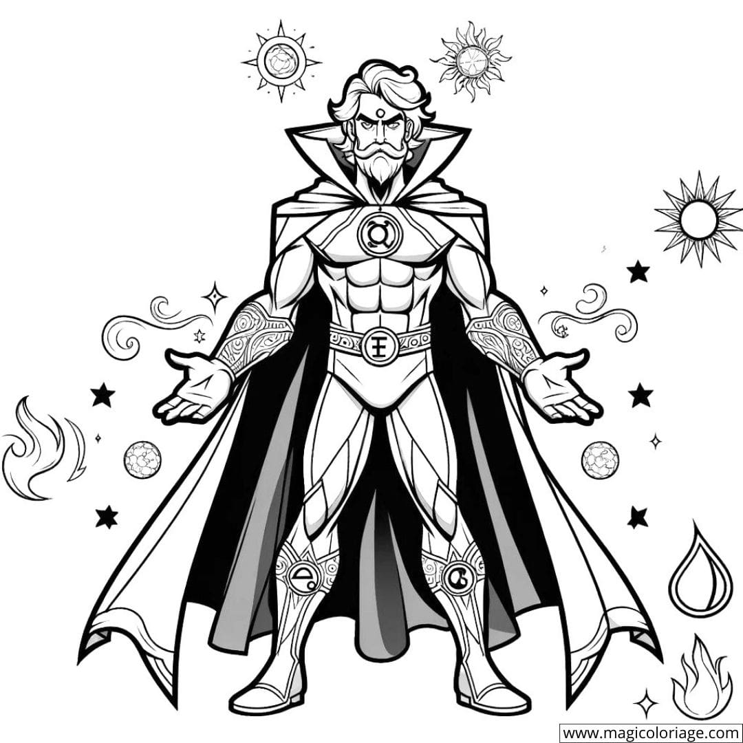 Dessin à colorier du Super-héros L'Élémentaire, pour enfants