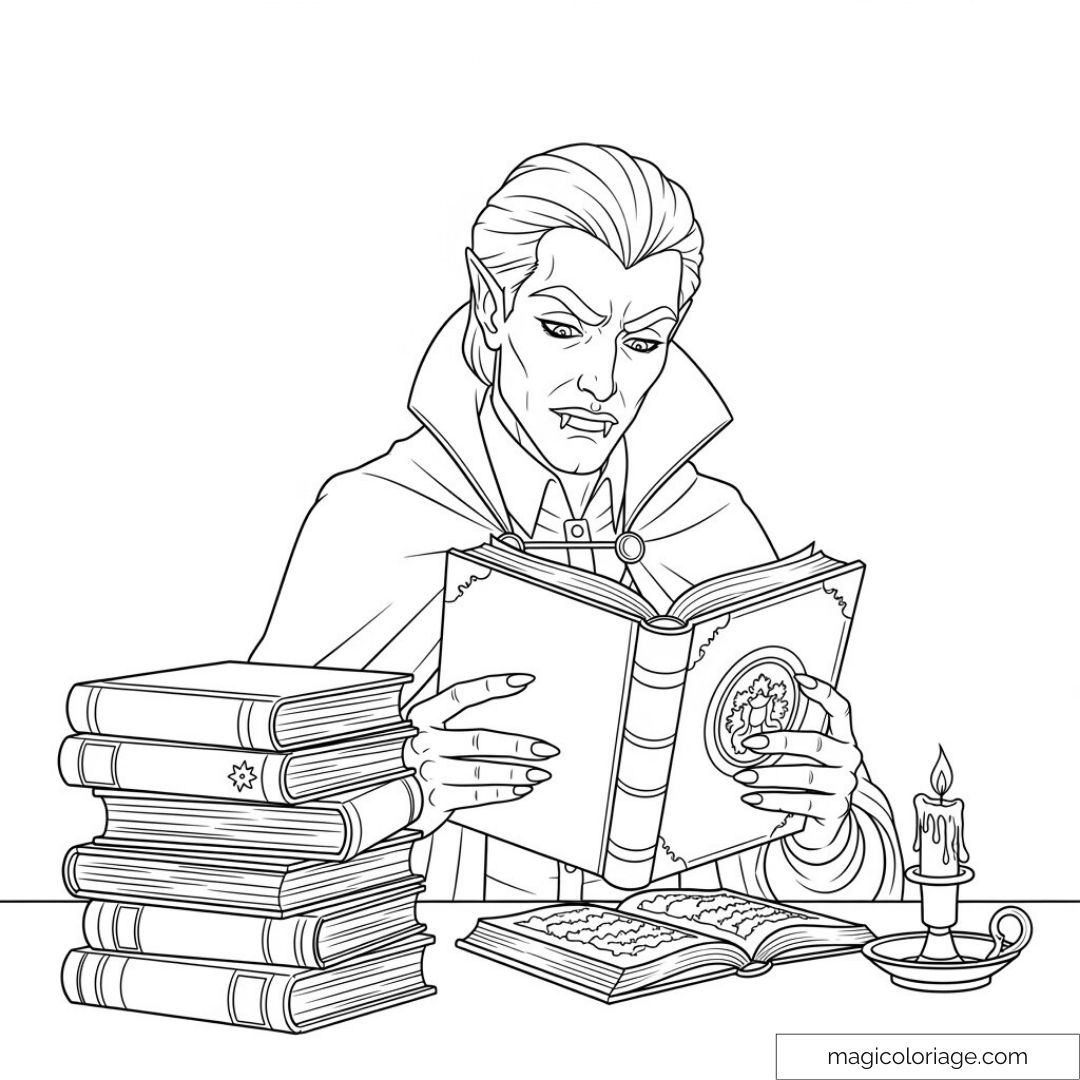 Dracula lisant un livre
