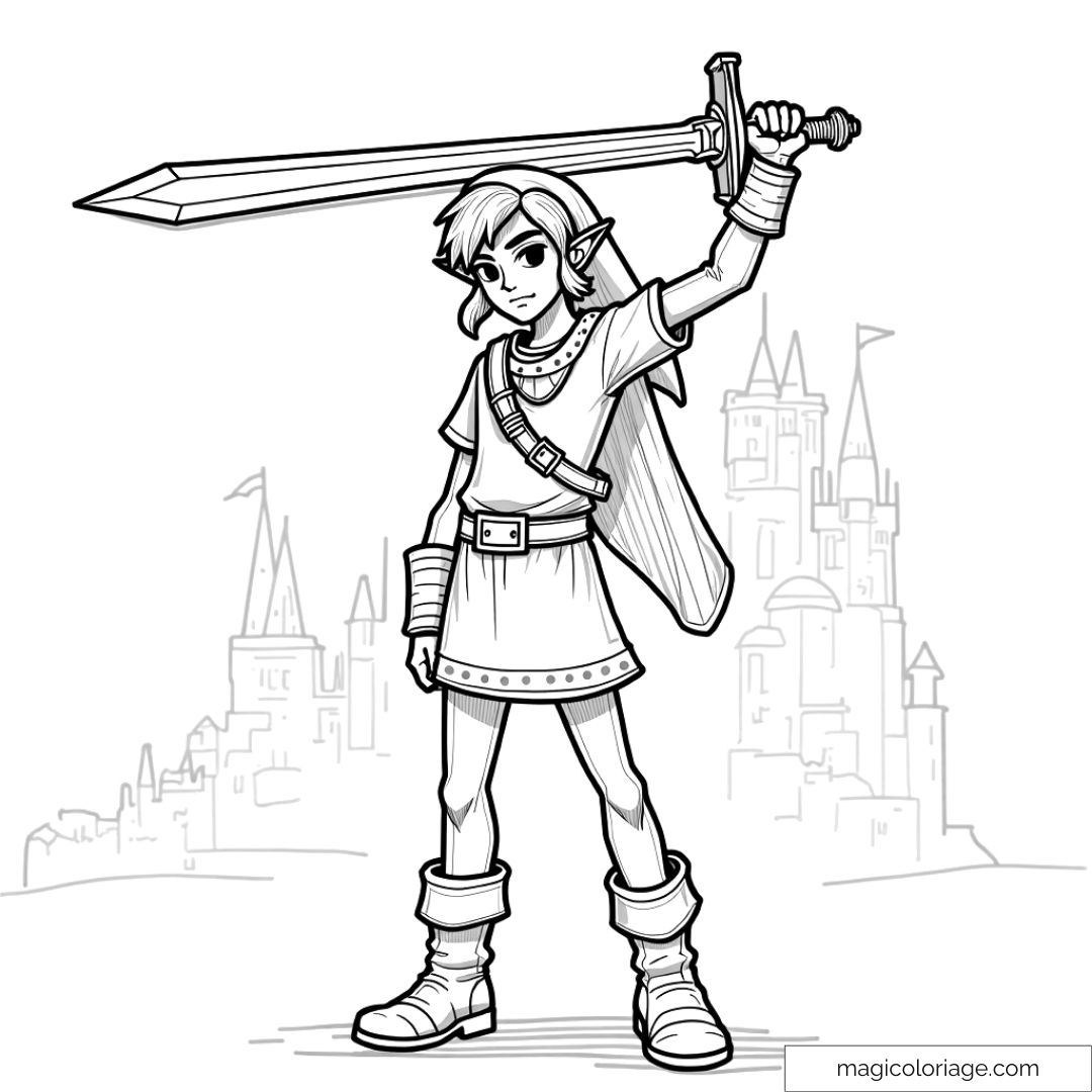 Imprimez ce coloriage de Link et laissez libre cours à votre créativité avec des couleurs vives !