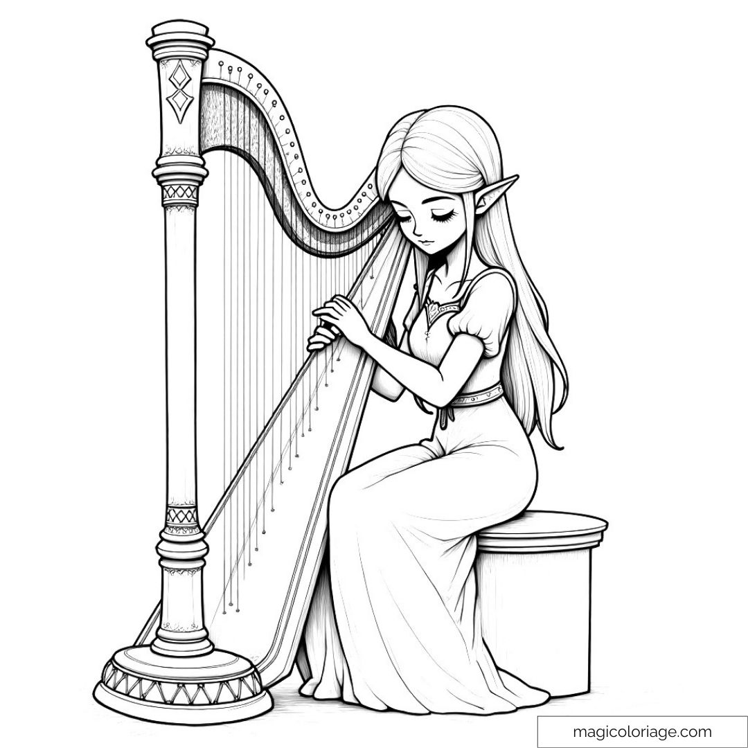 Princesse Zelda jouant de la harpe