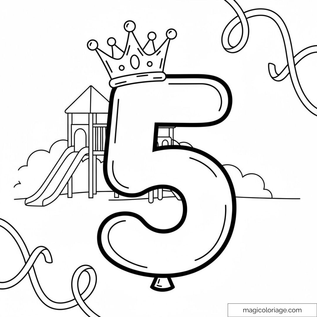 Image à colorier du chiffre 5