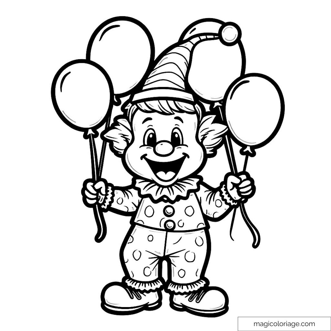 Image d'un clown souriant tenant des ballons