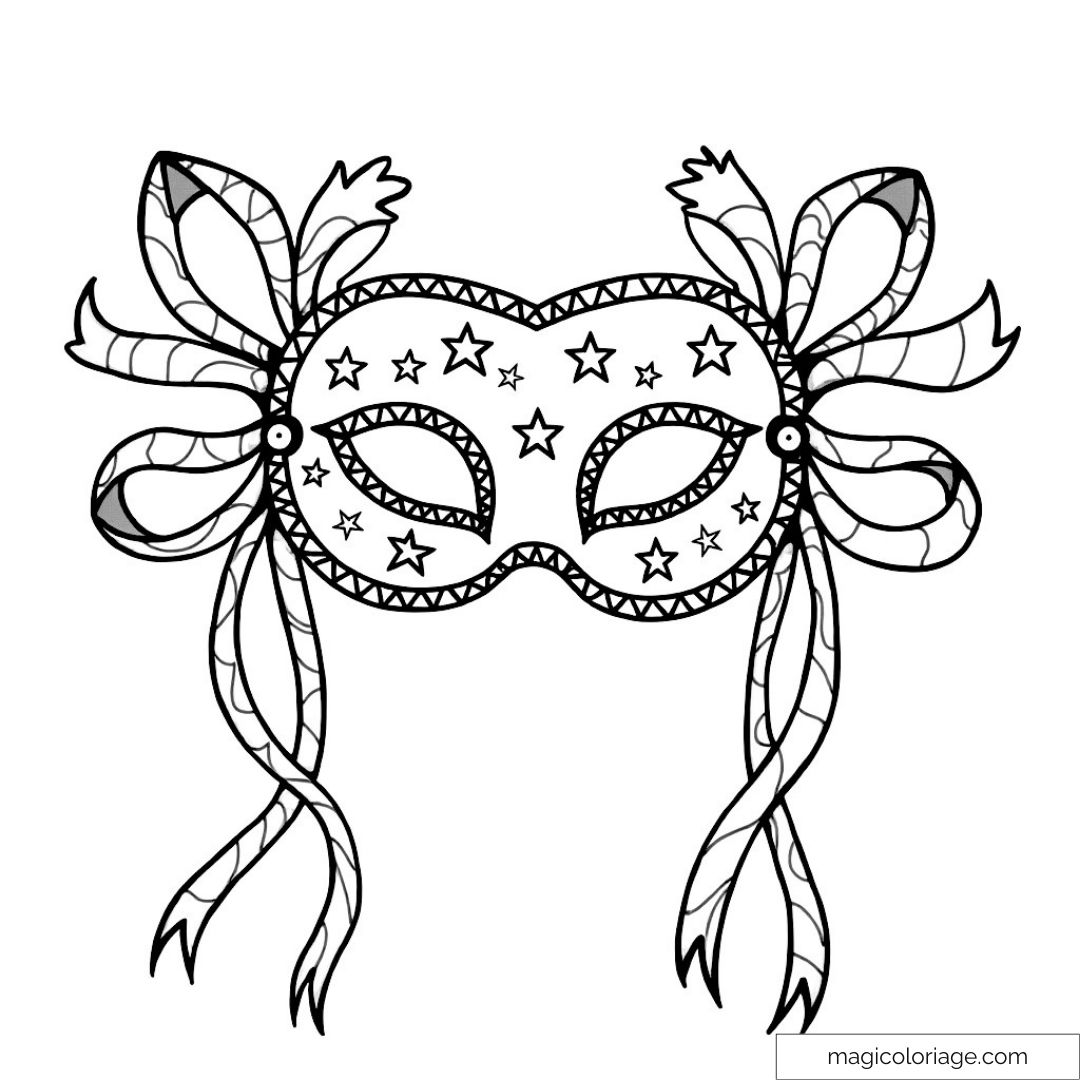 Masque de carnaval avec étoiles et rubans