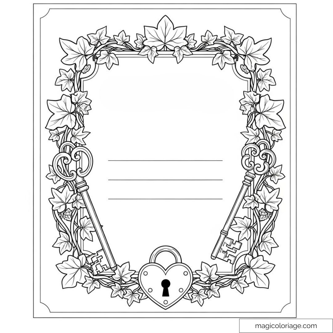 Carte à colorier avec feuilles