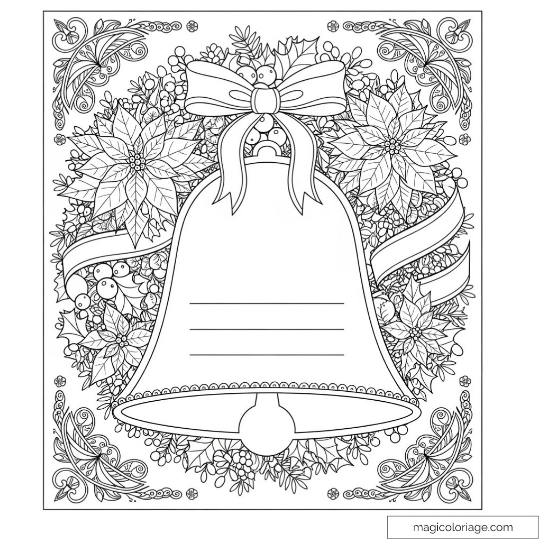 Dessin de carte de Noël à personnaliser avec cloche