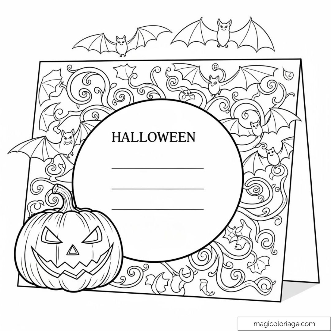 Carte à colorier Halloween avec citrouille
