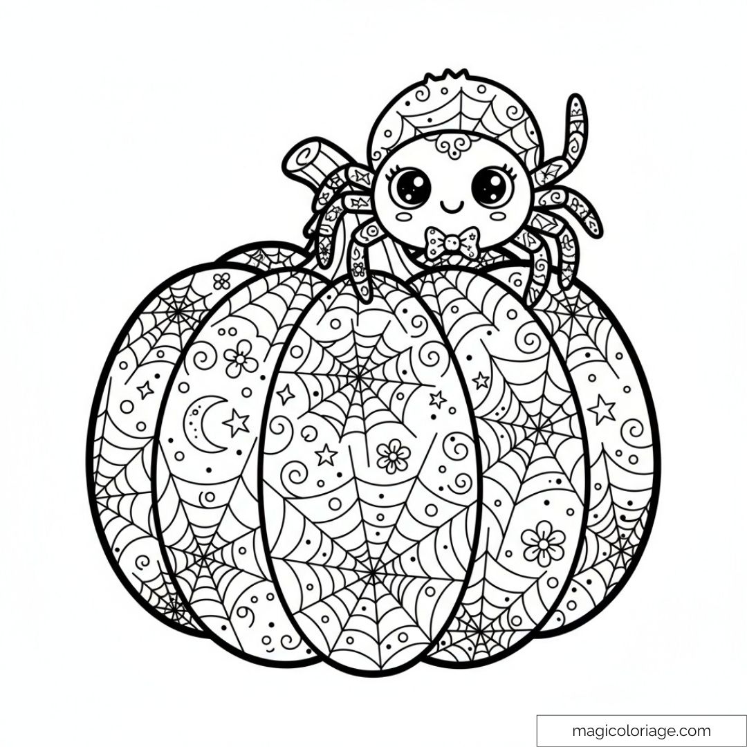 Citrouille avec motifs de toiles