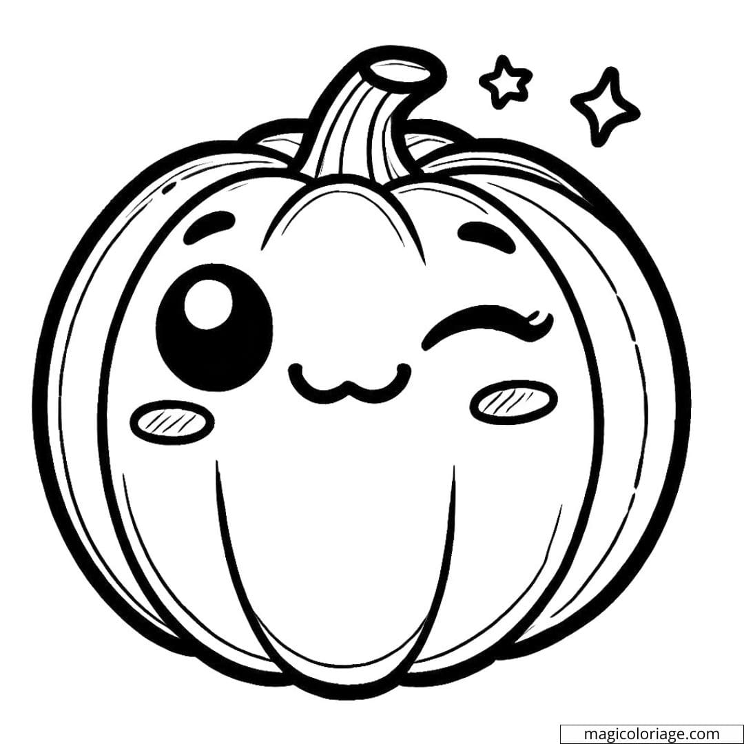 Dessin à colorier de citrouille Halloween clin d'œil, coloriage à imprimer pour enfants